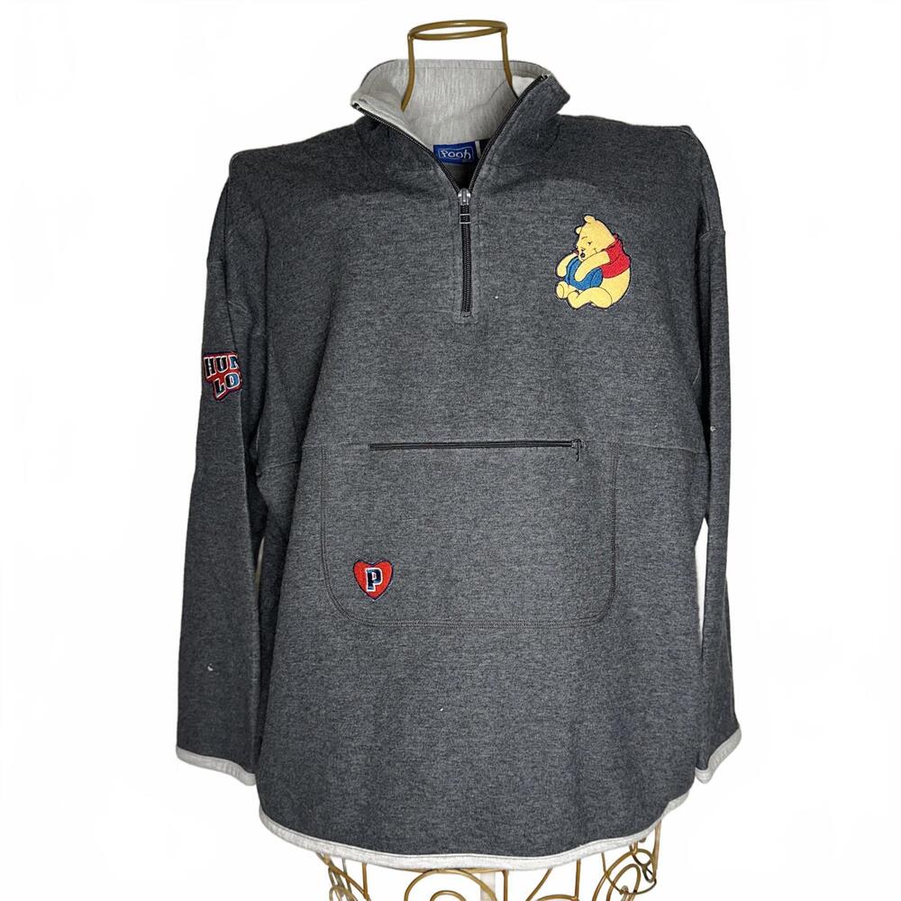 Vintage Disney Winnie the Pooh Quarter Zip Pullover Sweatshirt - Embroidered